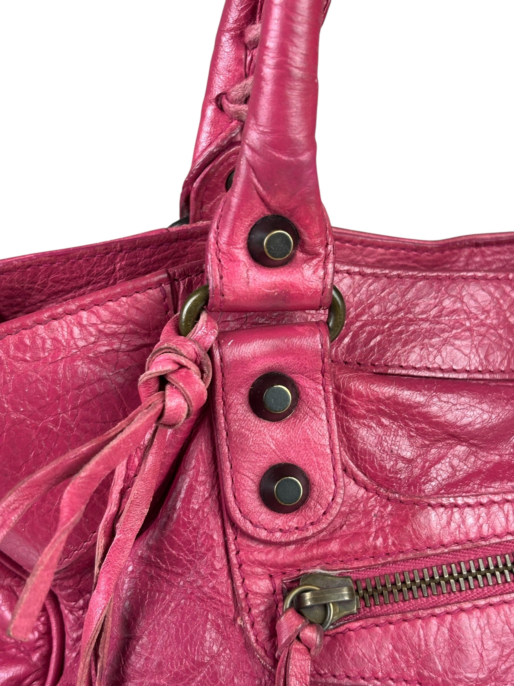Balenciaga Pink Leather Classic City Two-Way Bag