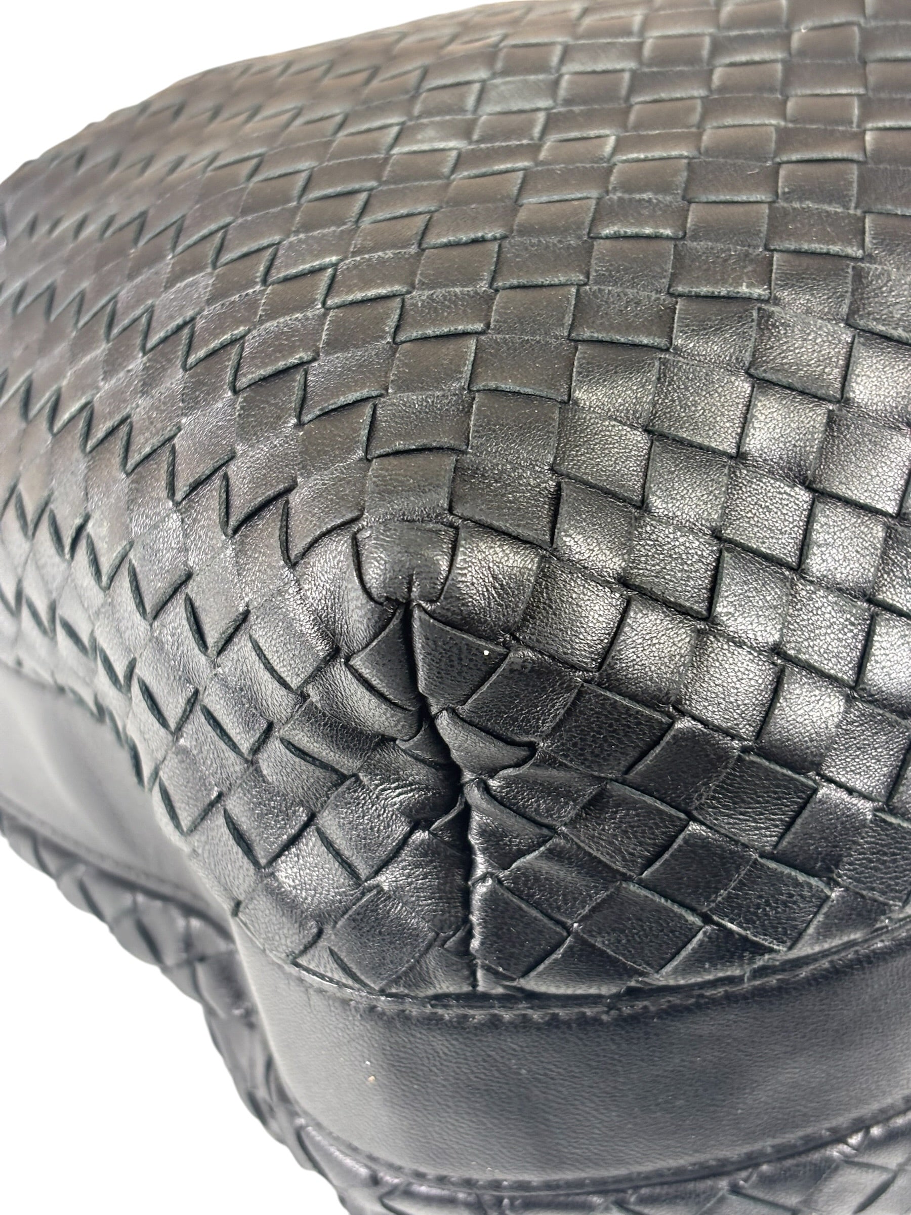 Bottega Veneta Black Intrecciato Woven Hobo Bag