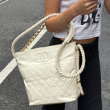 Chanel Ivory Crumpled Leather Vogue Rope Hobo Bag 2019