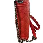 Chanel Red Quilted Lambskin Boy Flap Bag 2013