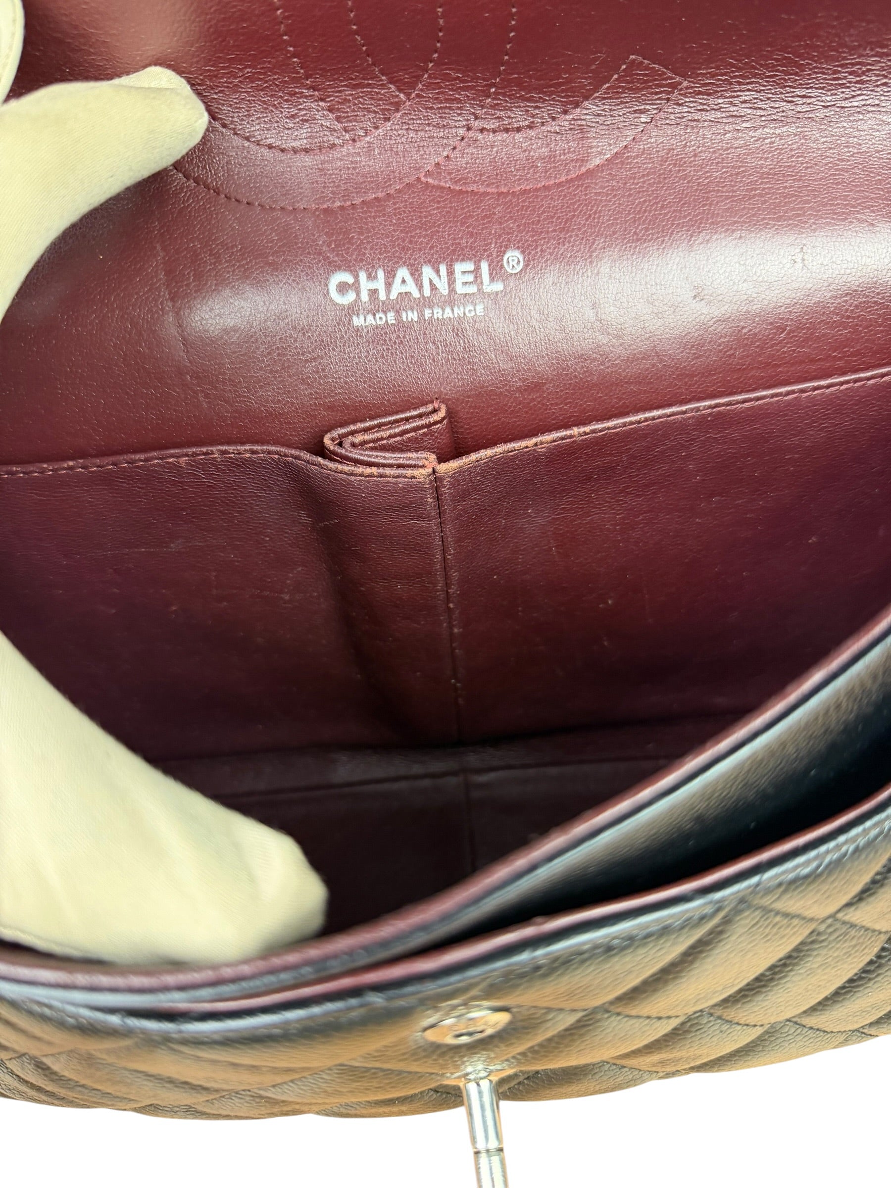 Chanel Black Caviar Quilted Leather Classic Jumbo Double Flap Bag 2011