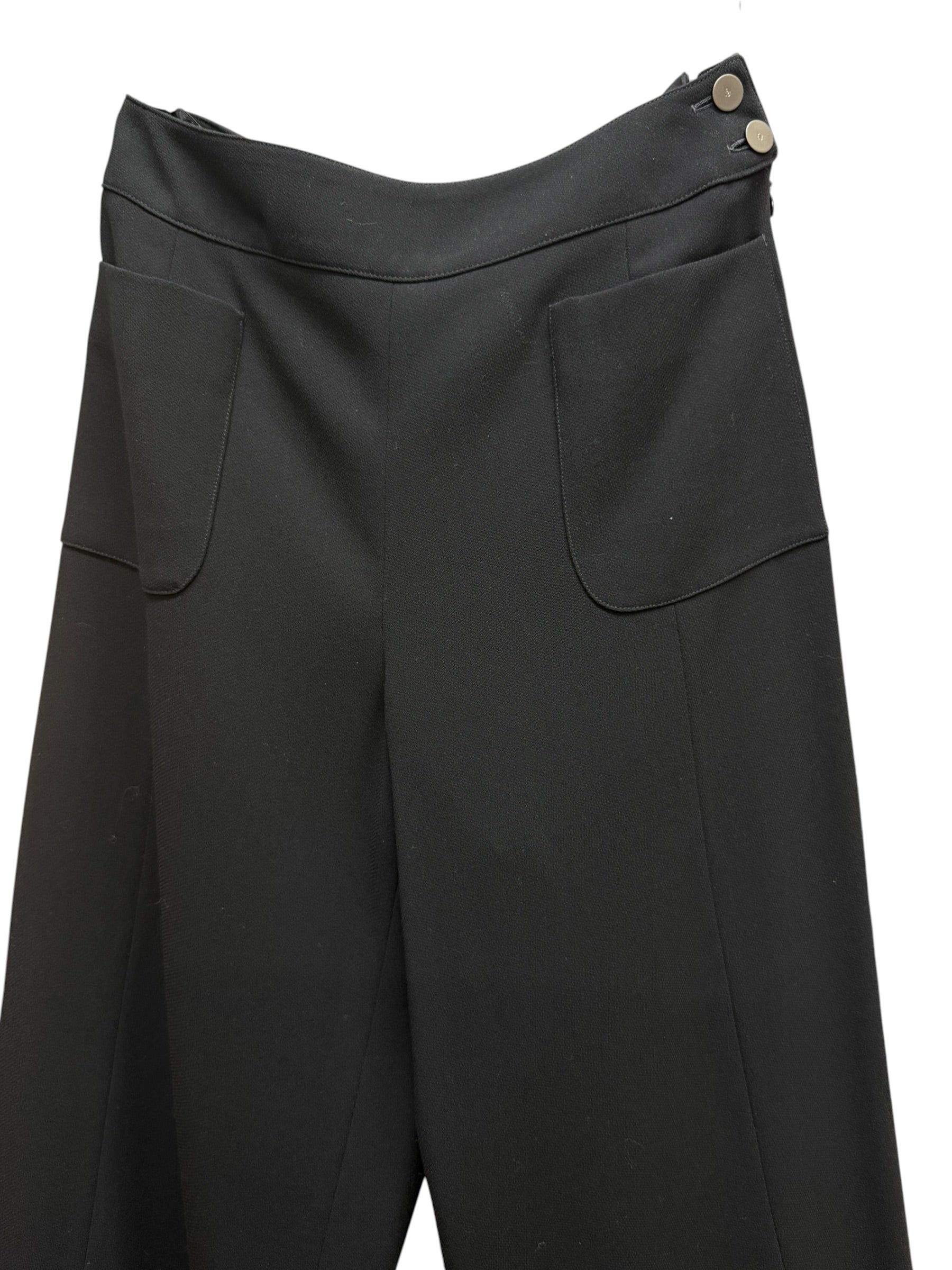 Chanel Vintage Black Wool Wide-Leg Trousers