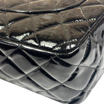 Chanel Black Quilted Patent Leather Double Flap Bag 2011