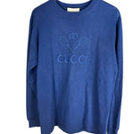 Gucci Navy Tennis Print Long Sleeve Top