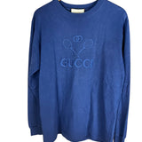 Gucci Navy Tennis Print Long Sleeve Top