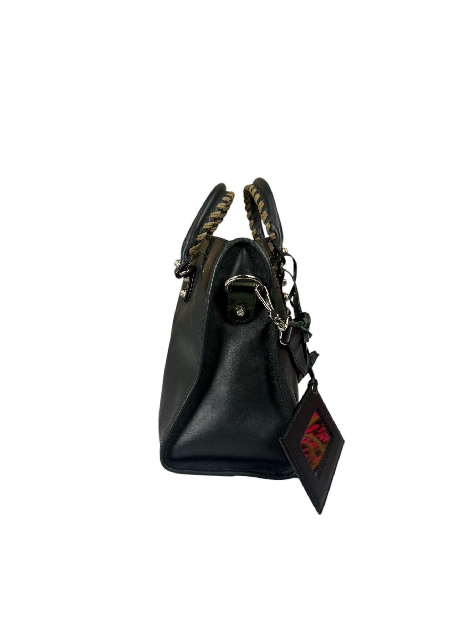 Balenciaga Green Calfskin Metallic Trim Giant 12 City Bag