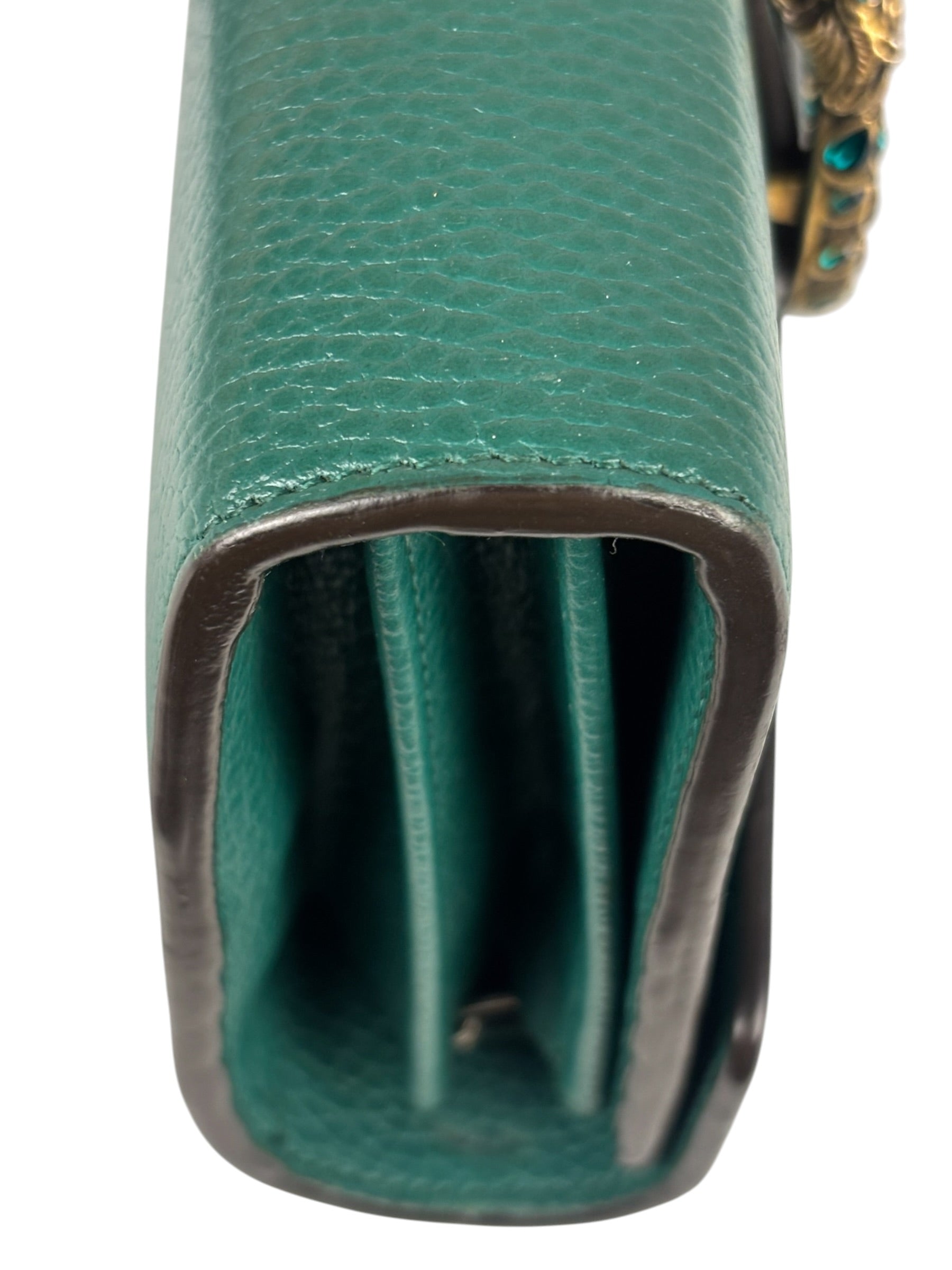 Gucci Green Leather Crystal Embellished Dionysus Chain Bag