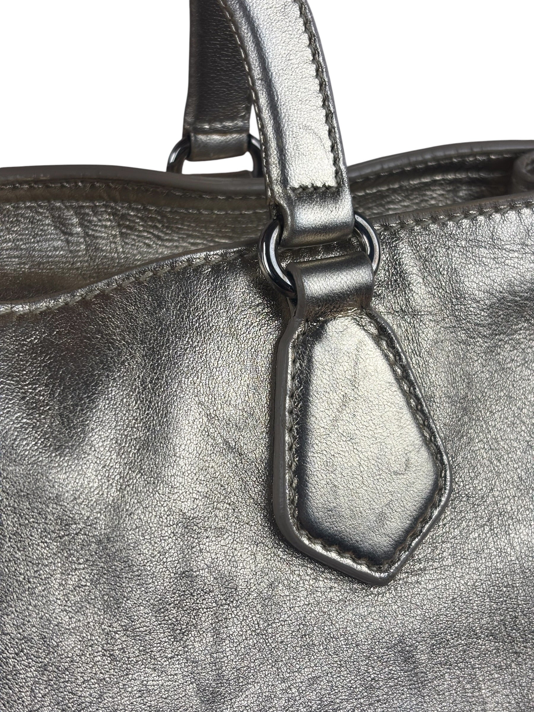 Prada Vintage Metallic Gold Leather Satchel Handbag