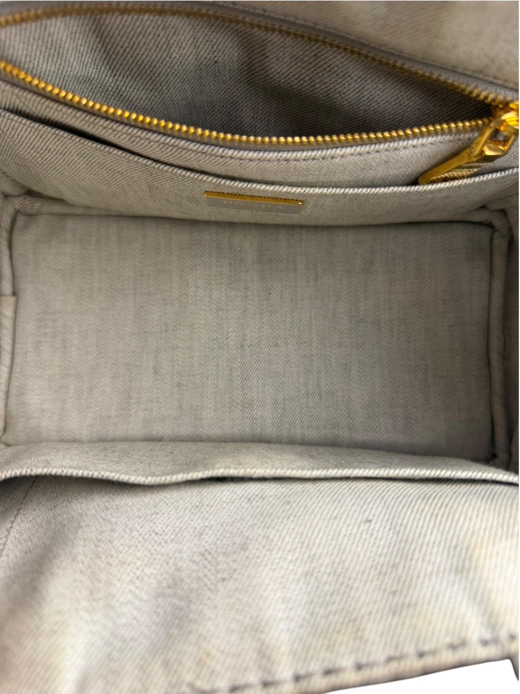 Prada Grey Denim Canapa Logo Tote