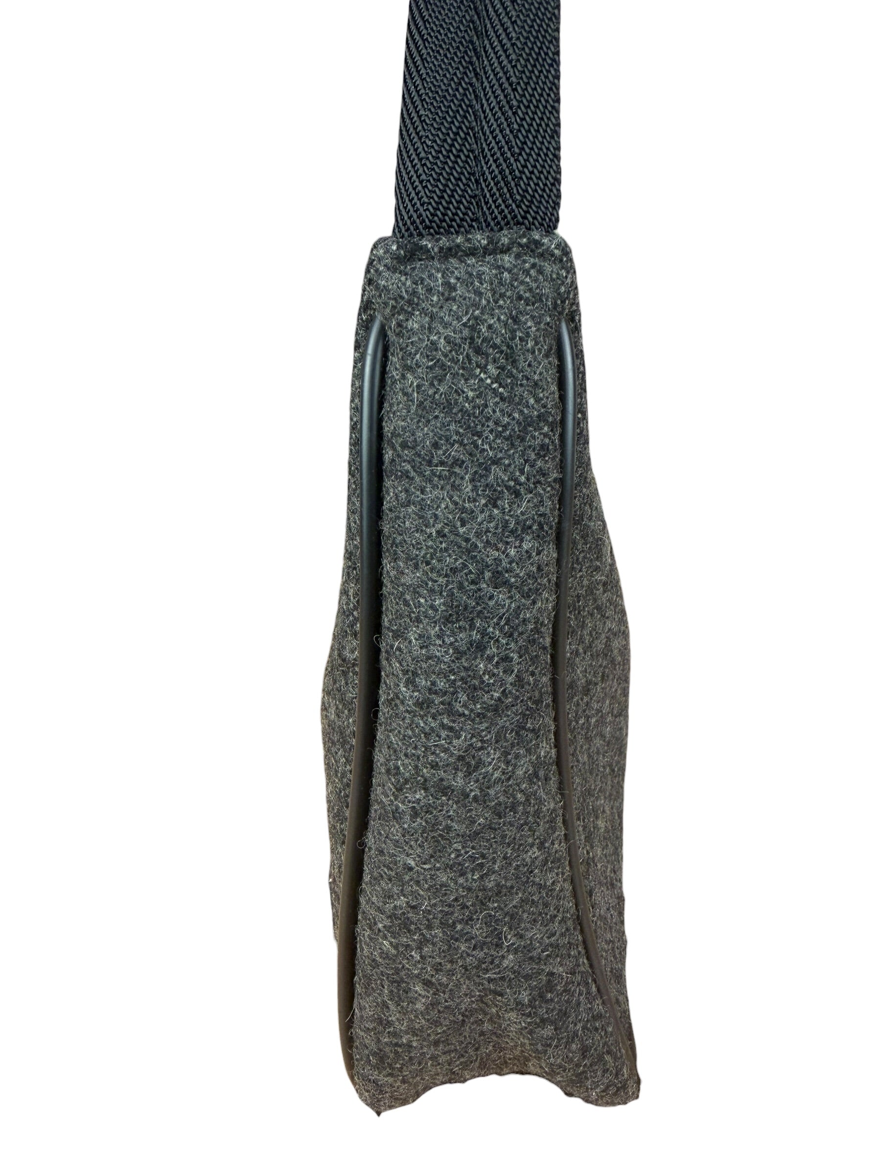 Prada Charcoal Gray Wool Sport Mini Hobo Bag
