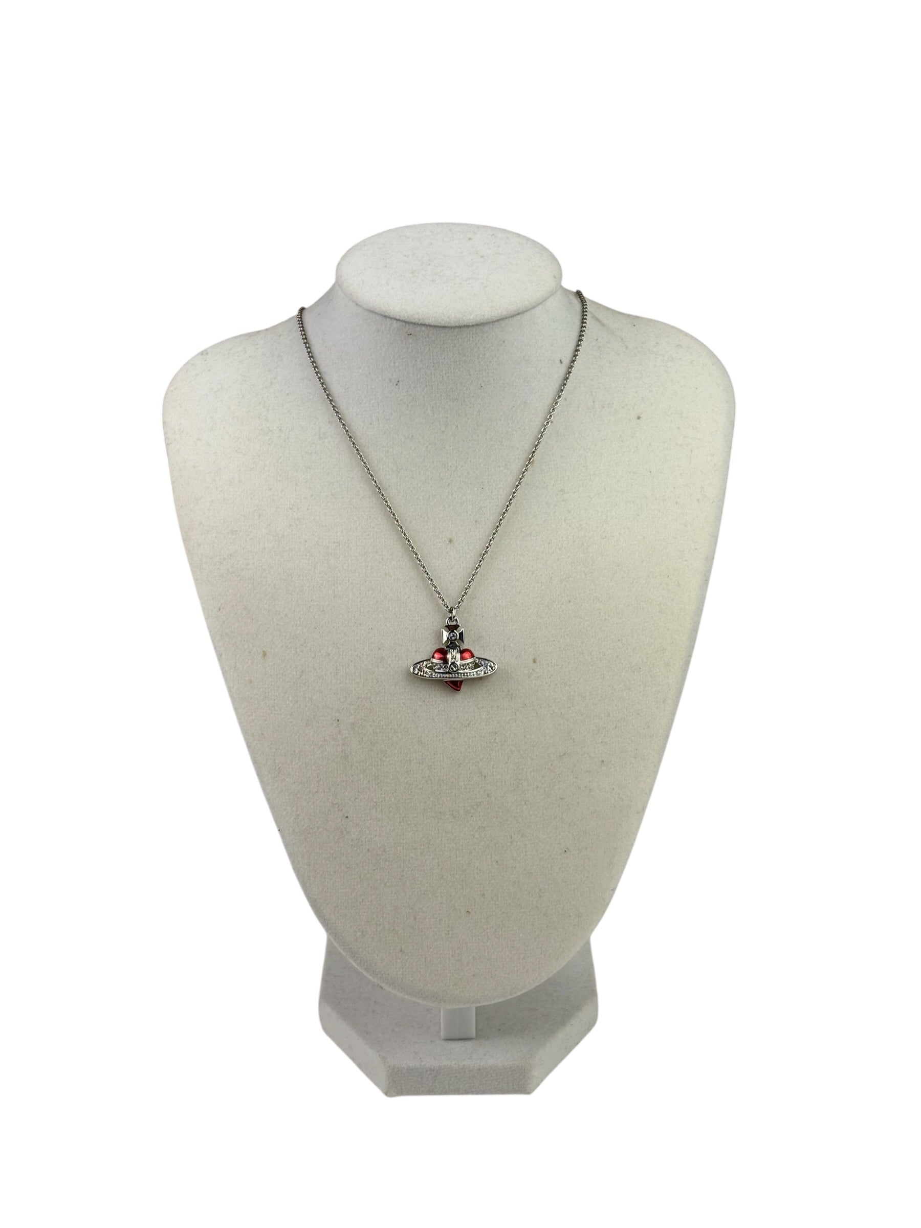 Vivienne Westwood Orb Red Diamante Heart Pendant Necklace