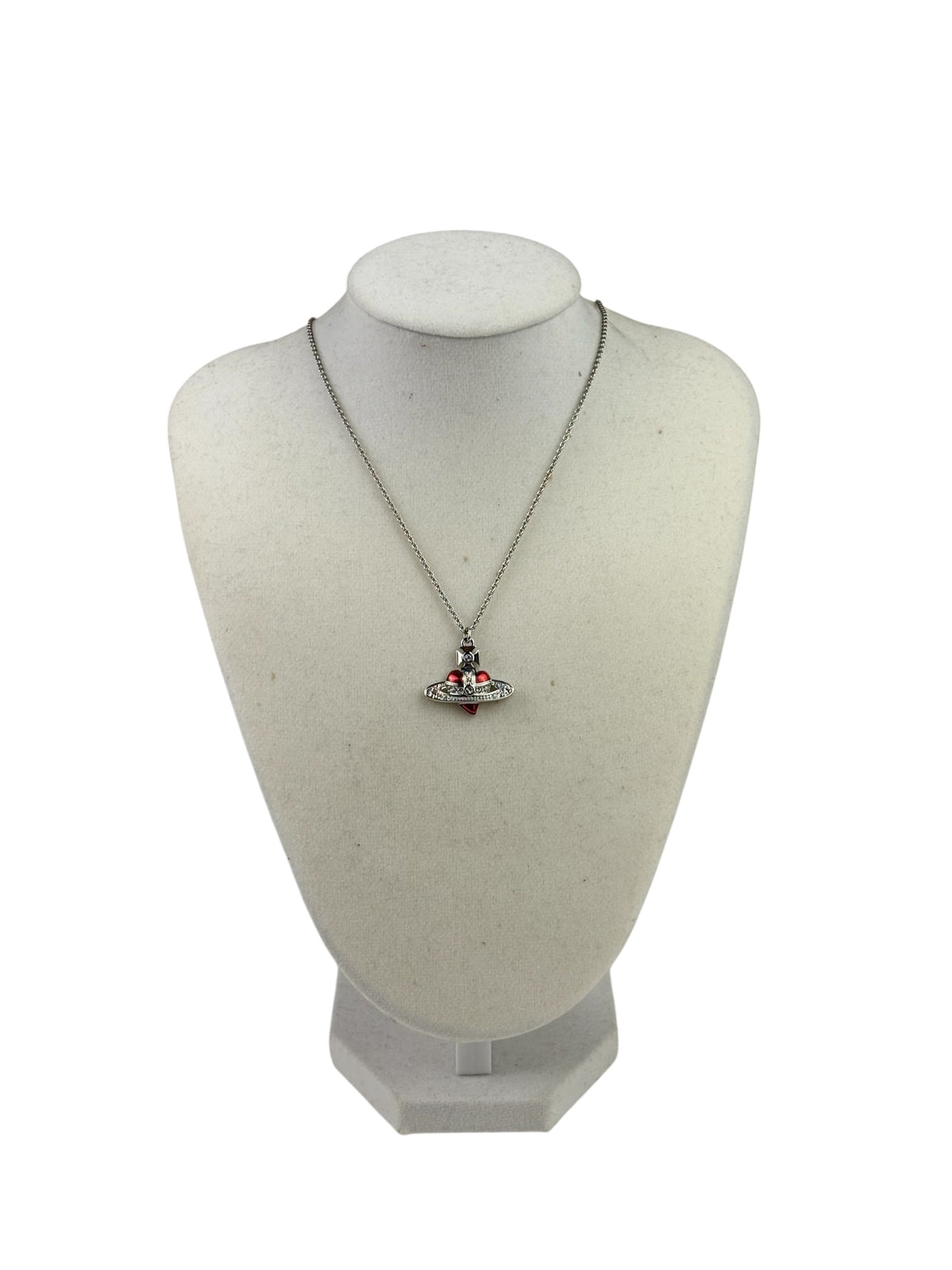 Vivienne Westwood Orb Red Diamante Heart Pendant Necklace