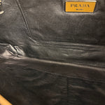 Prada Vintage Camel Leather Embroidery Clutch