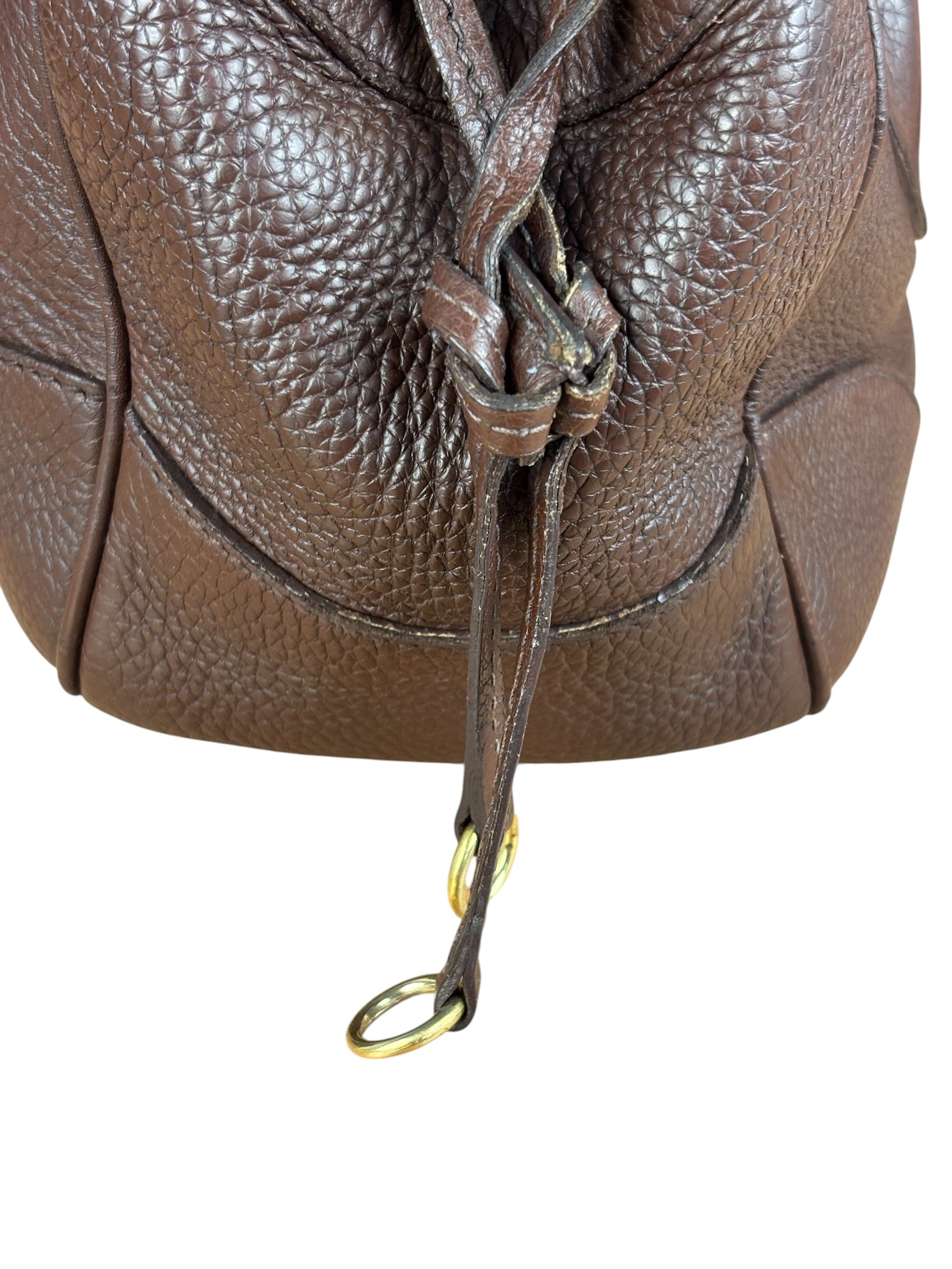 Prada Rich Brown Vitello Daino Sound Lock Satchel Shoulder Bag