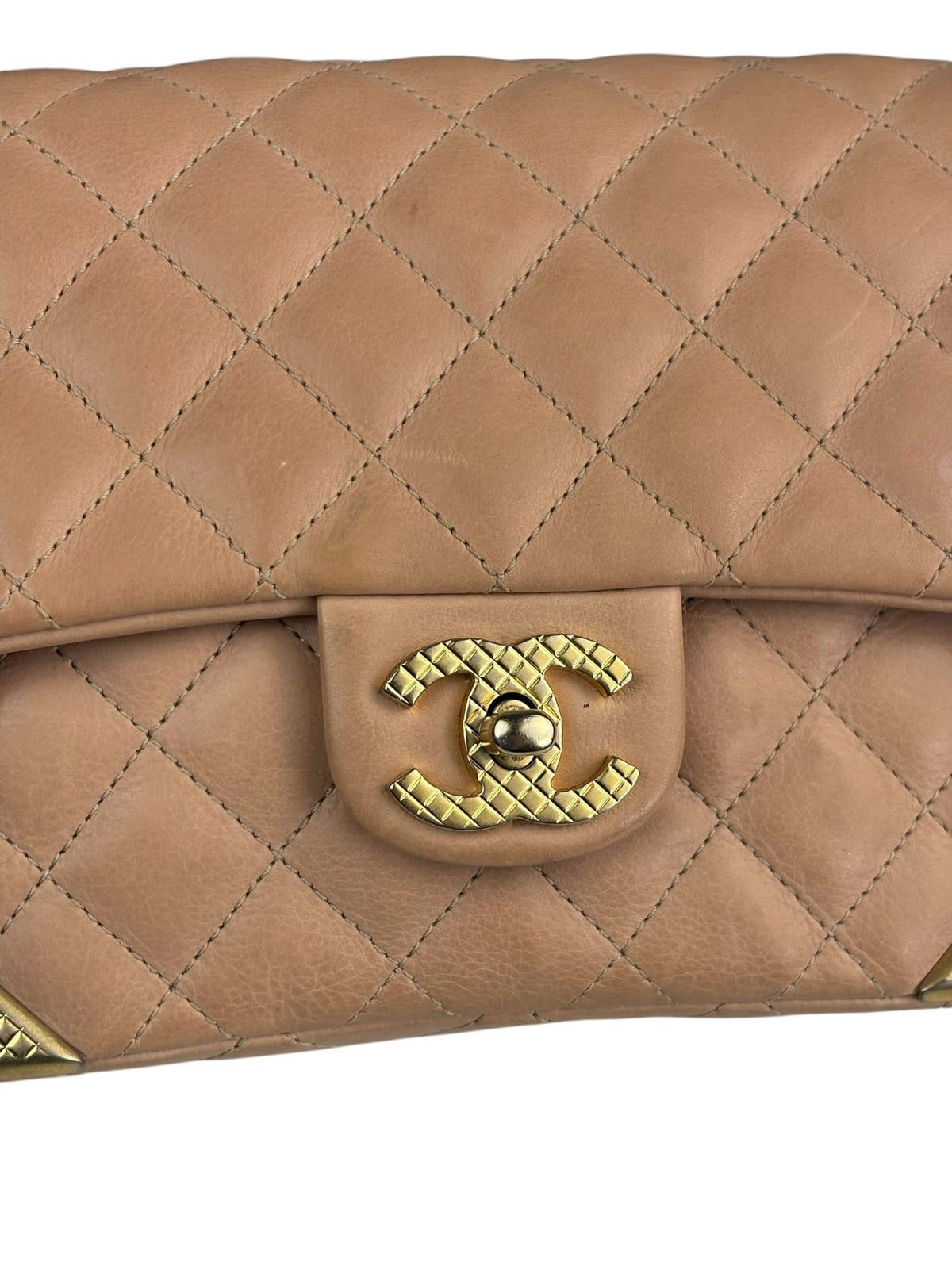 Chanel Blush Pink Quilted Lambskin Rock The Corner Flap Bag 2017