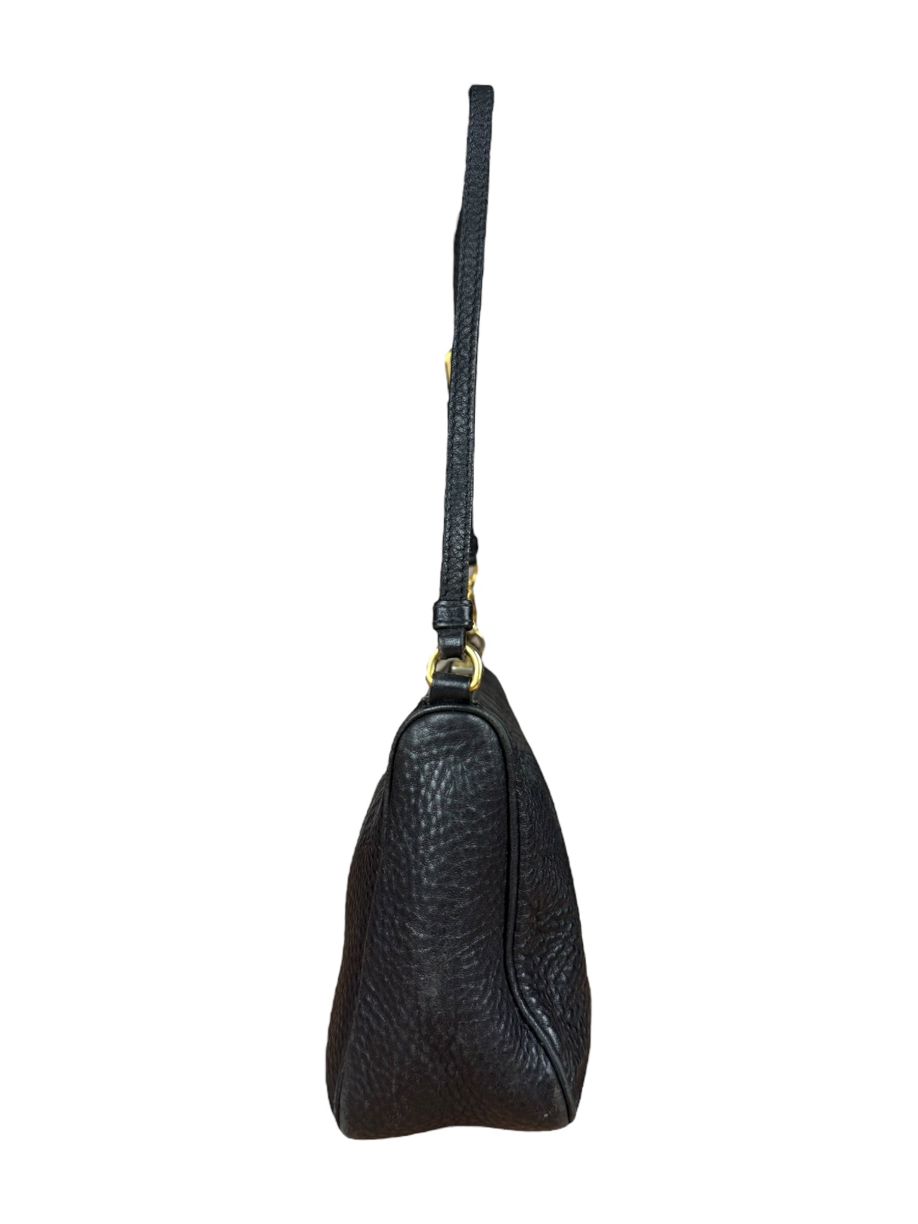 Prada Black Pebbled Leather Pochette