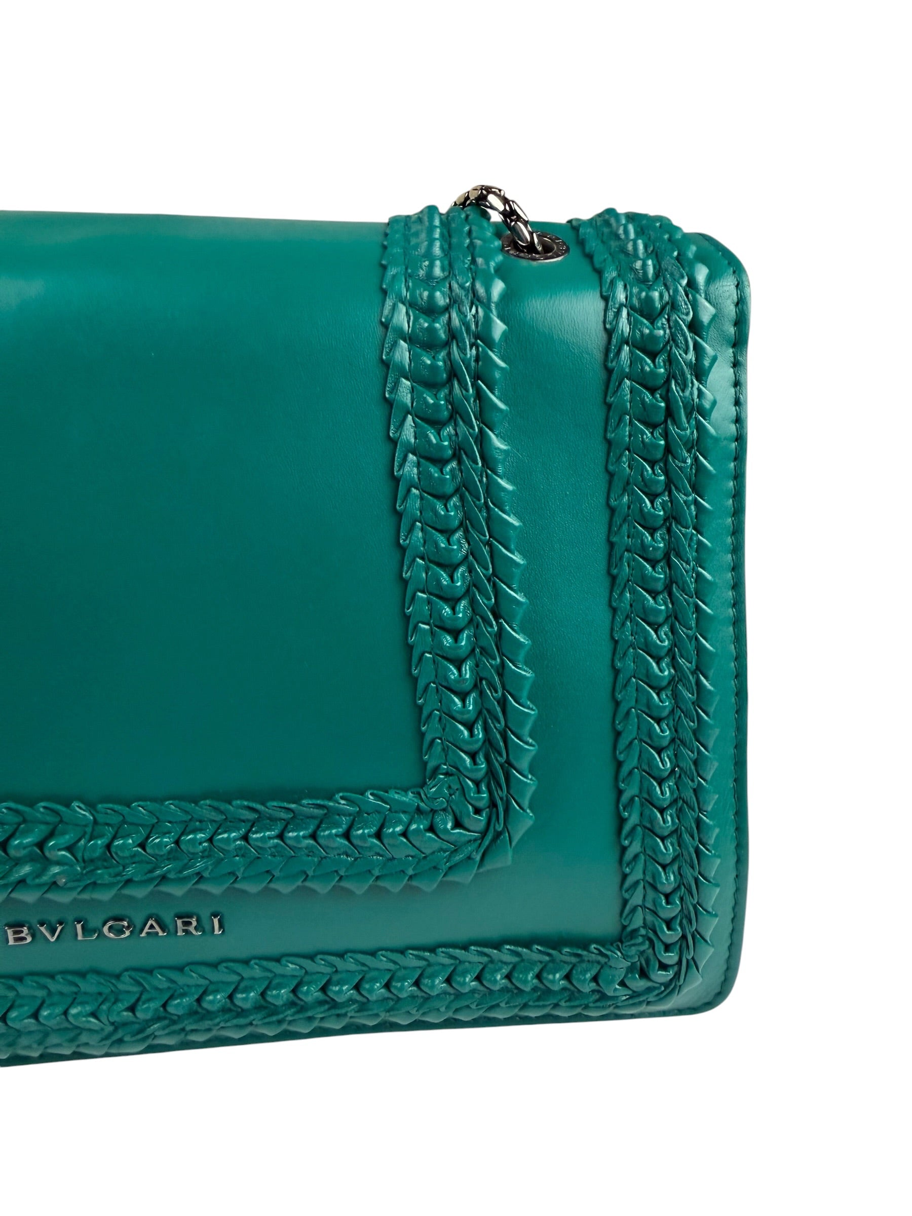 Bvlgari Green Leather Serpenti Forever Shoulder Bag