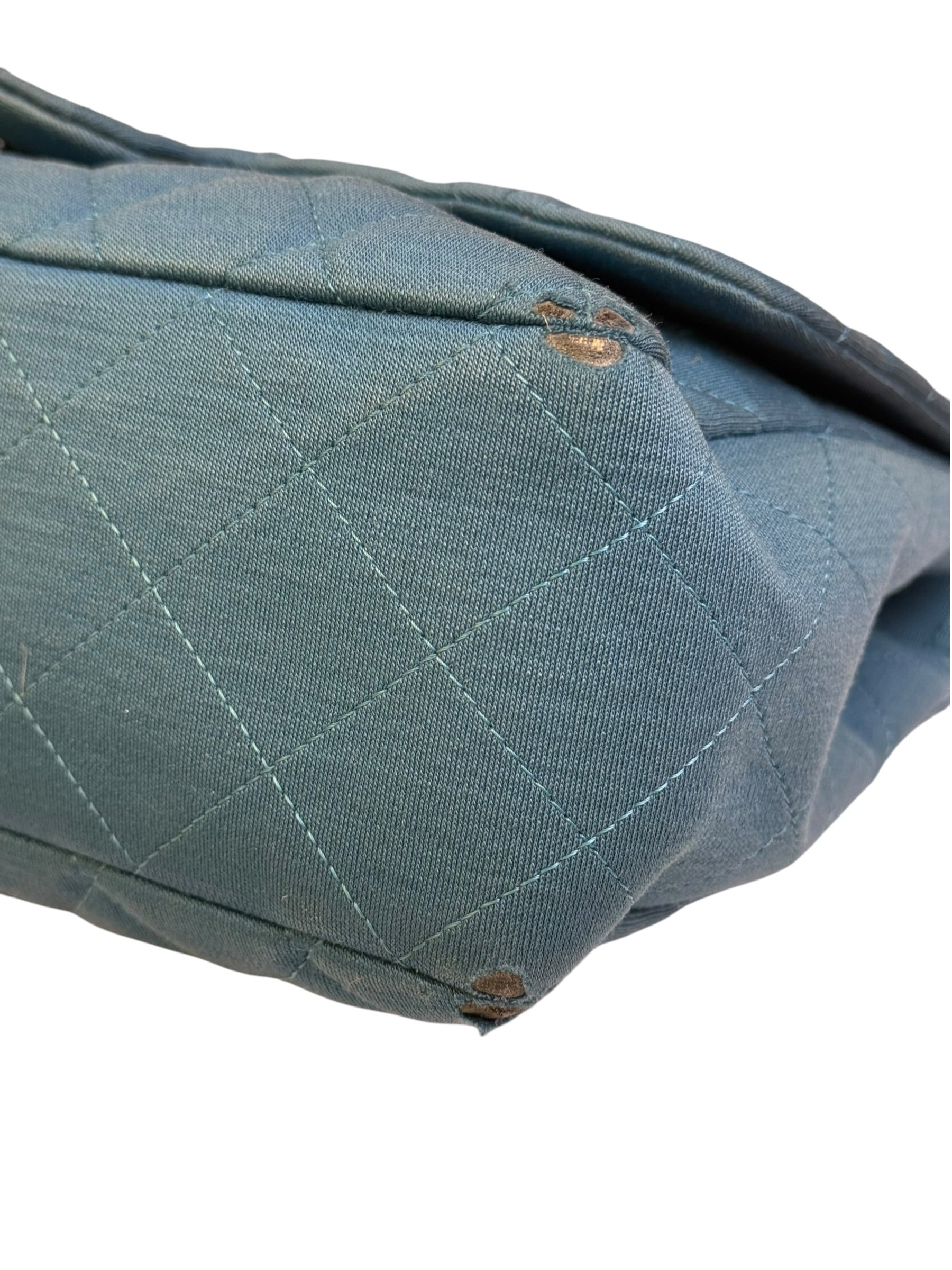 Chanel Teal Blue Jersey Large Flap Bag 2009
