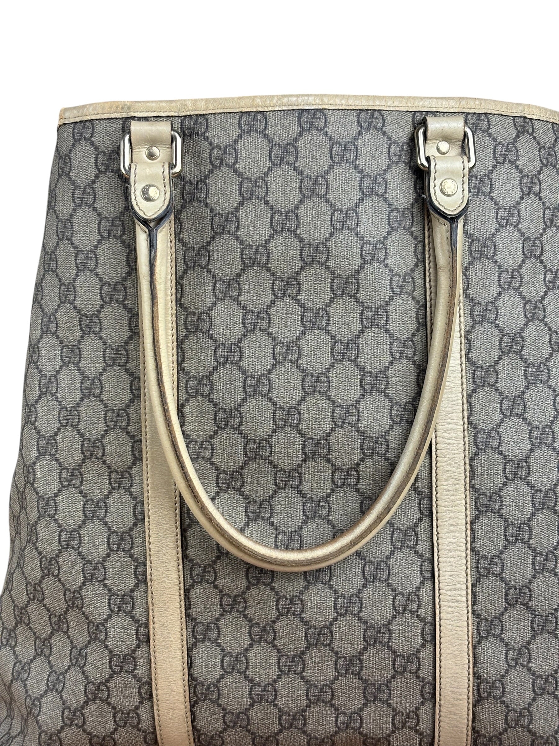 Gucci Beige GG Supreme Monogram Joy Vertical Tote Bag