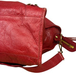 Balenciaga Red Leather Moto City Shoulder Bag Medium