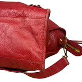 Balenciaga Red Leather Moto City Shoulder Bag Medium