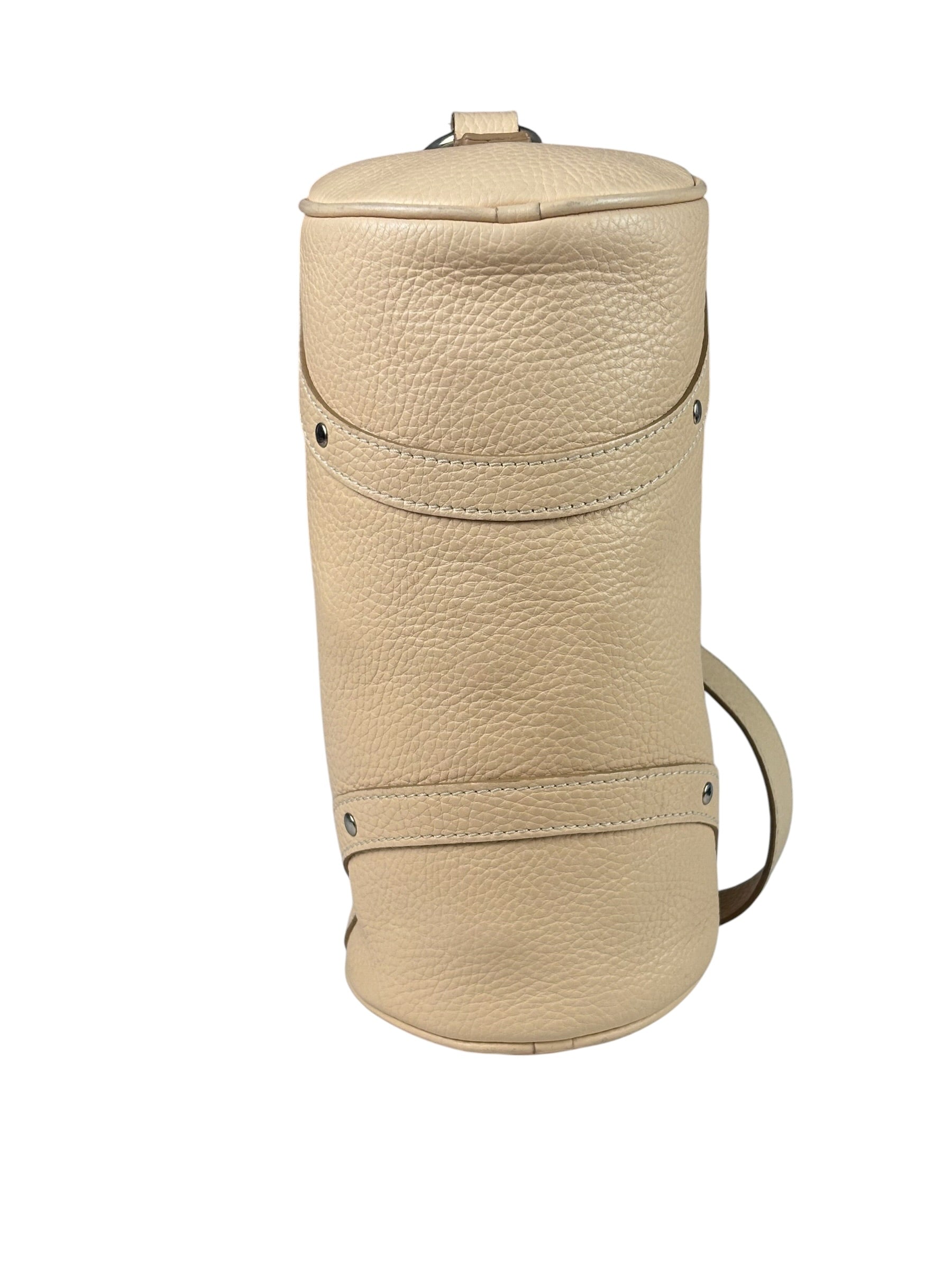 Burberry Cream Calfskin Barrel Shoulder Bag