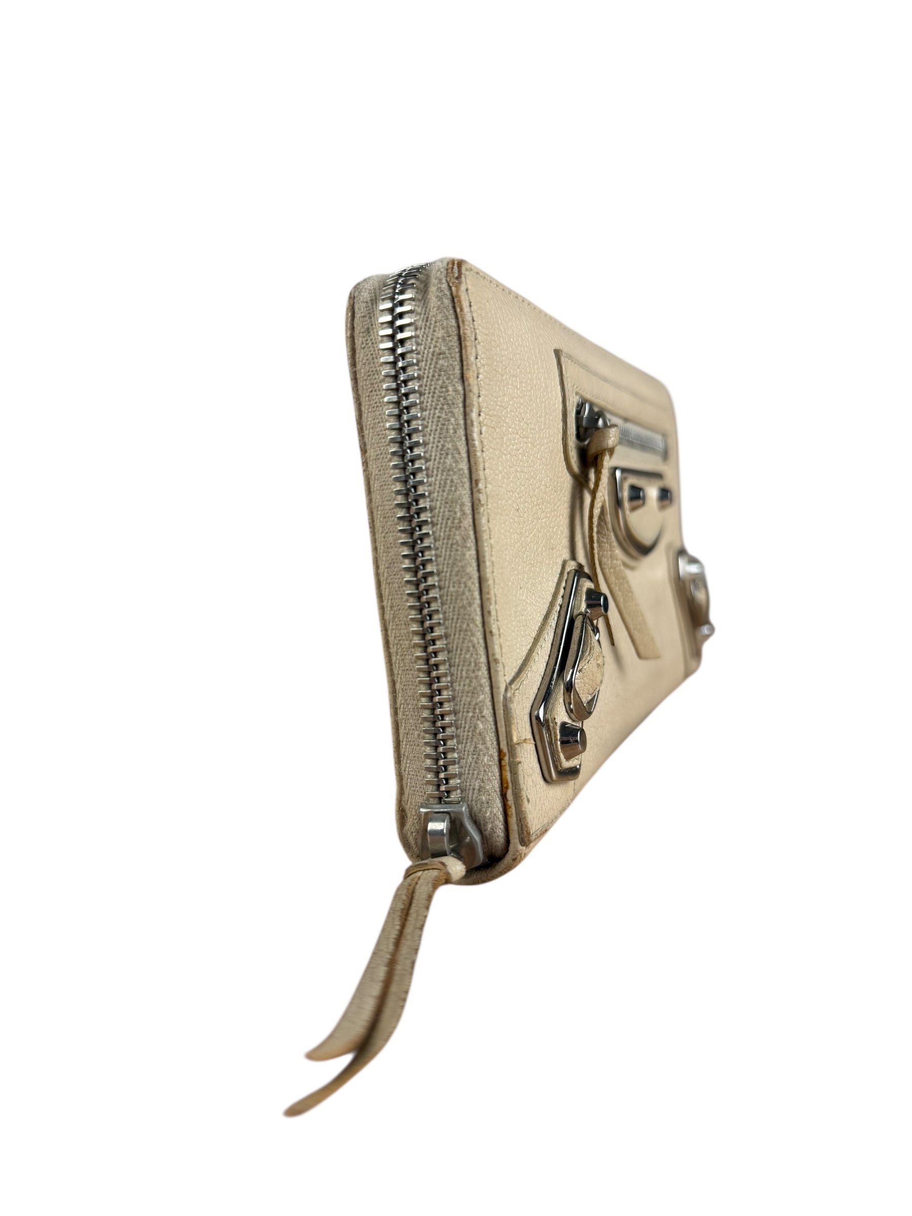 Balenciaga Beige Moto Zippy Wallet