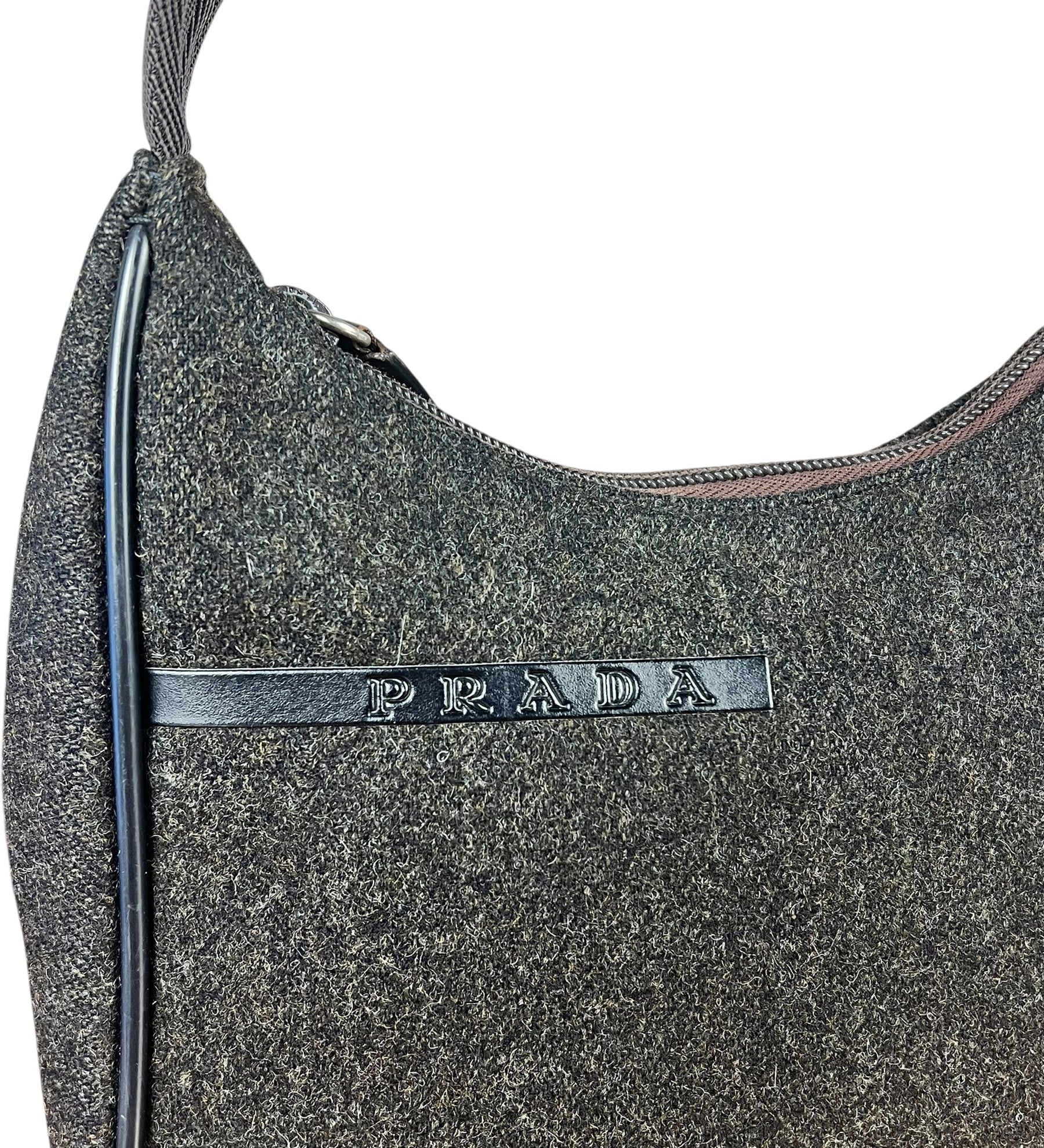 Prada Vintage Dark Grey Wool Pochette