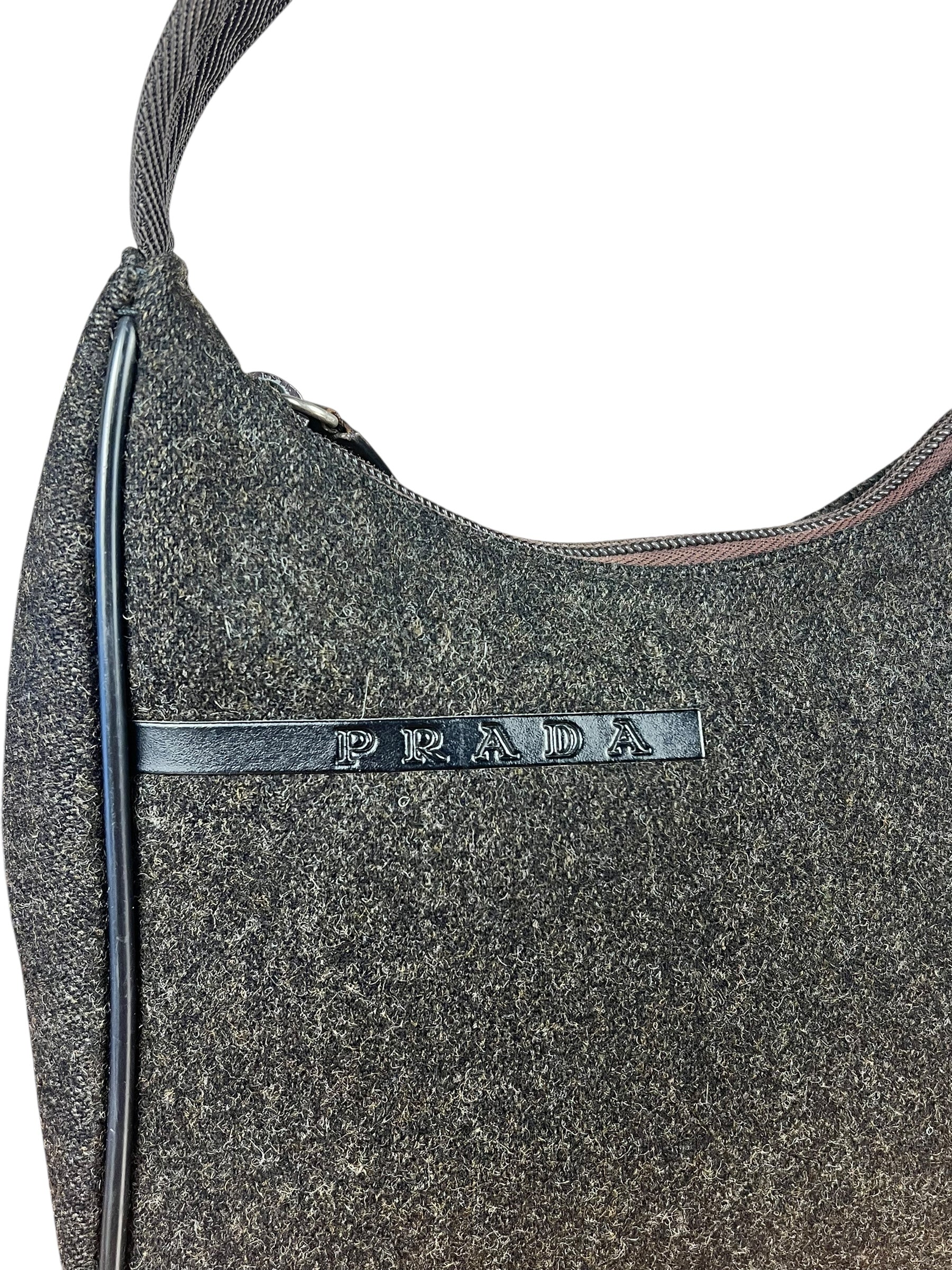 Prada Vintage Dark Grey Wool Pochette