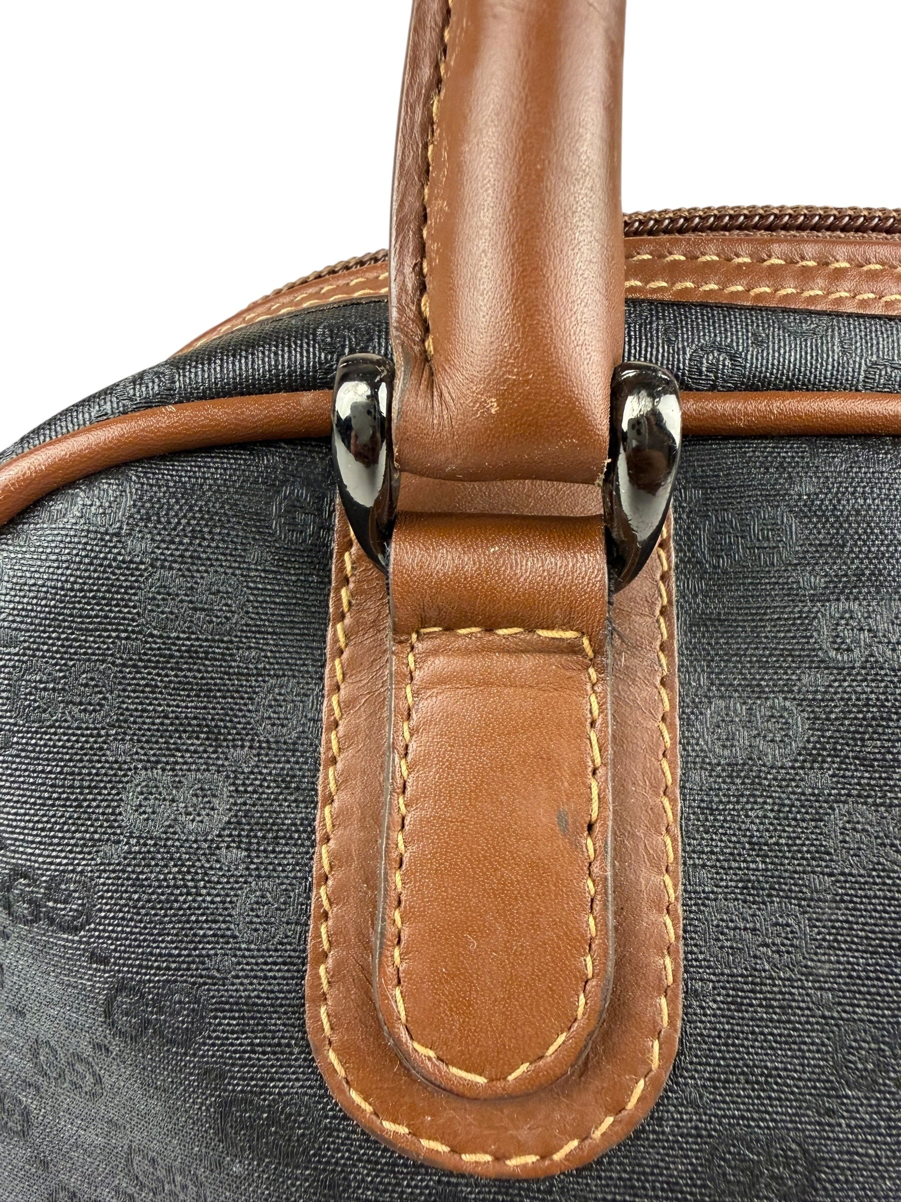 Gucci Vintage Micro GG Black/Brown Supreme Satchel Hand Bag