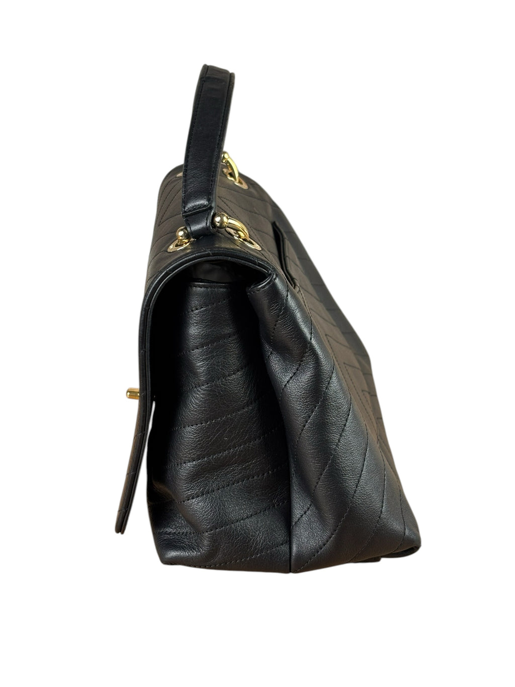 Chanel Grained Calfskin Chevron Stitch Chic Medium Top Handle Bag