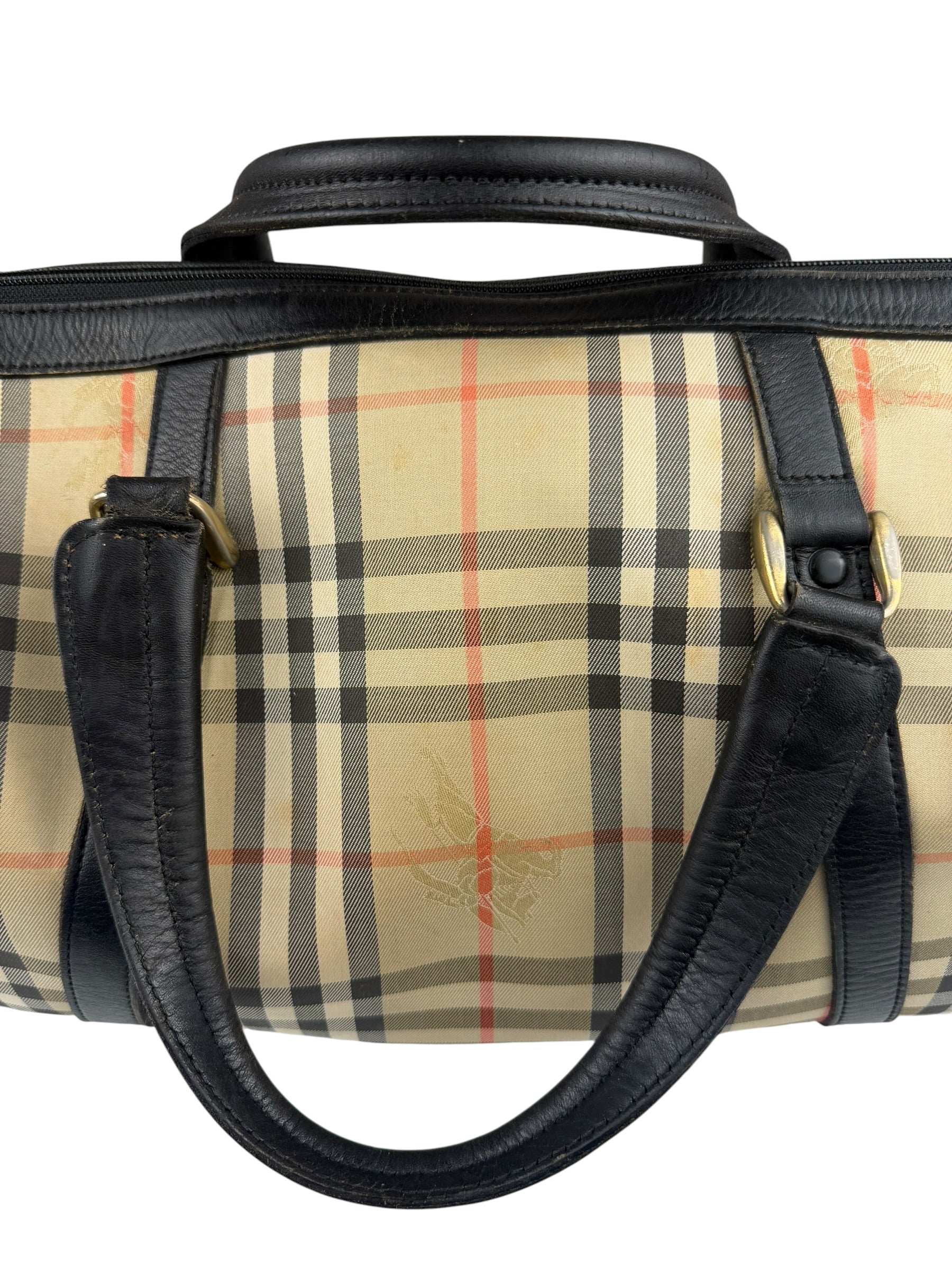 Burberry Vintage Haymarket House Small Boston Bag