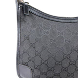 Gucci Black Canvas Leather Trim Shoulder Bag