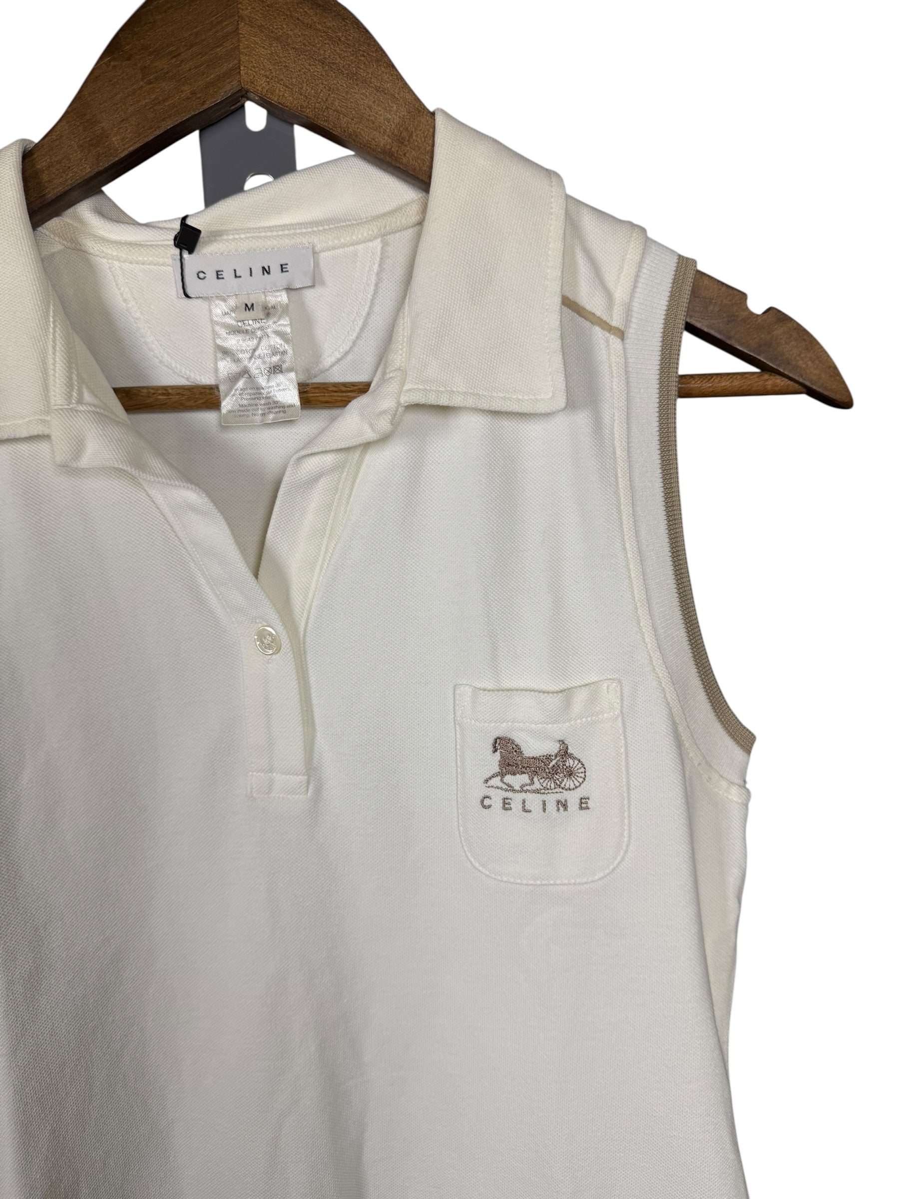Celine Sleeveless Button Up Polo