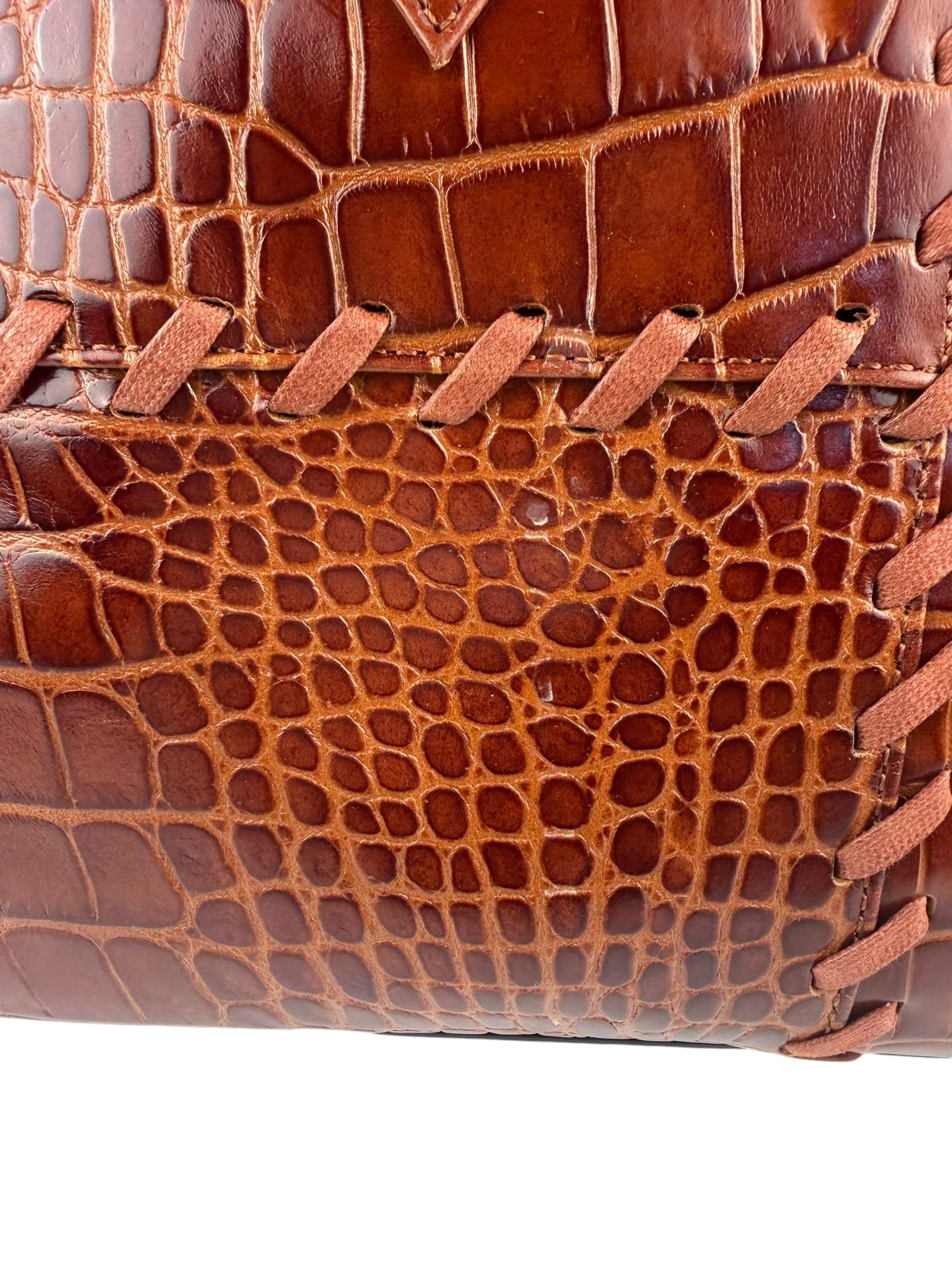 Yves Saint Laurent Vintage Croc-Embossed Leather Handbag