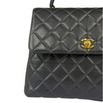Chanel Vintage Black Caviar Quilted Leather Kelly Top Handle Bag 1996