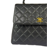 Chanel Vintage Black Caviar Quilted Leather Kelly Top Handle Bag 1996