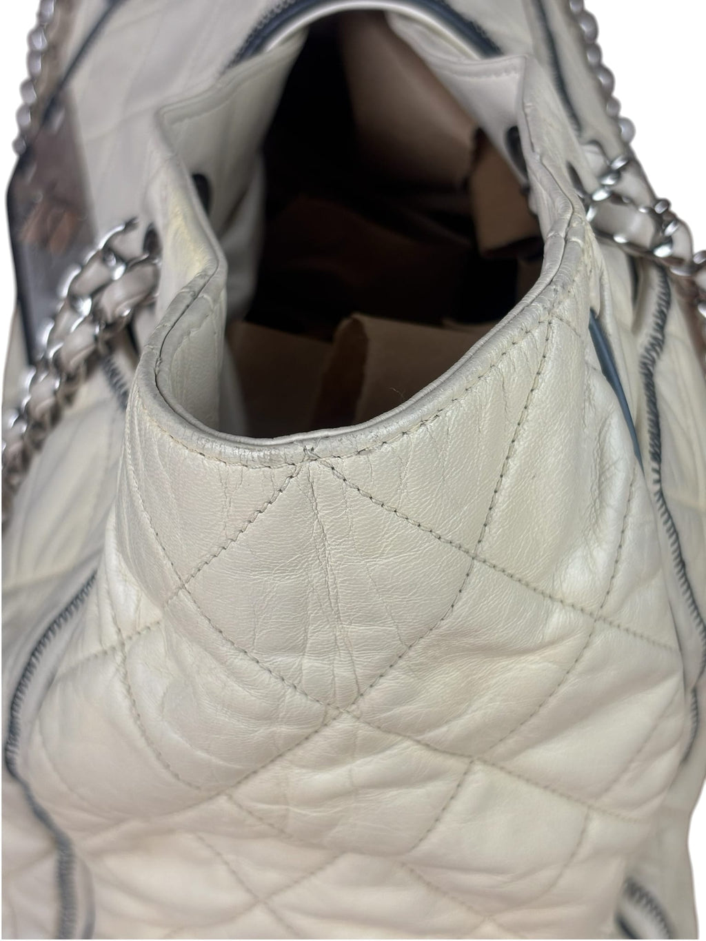 Chanel Cream Quilted Lambskin East/West Reissue Tote 2008