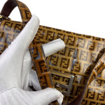 Fendi Brown PVC/Leather Trim Zucca Baguette
