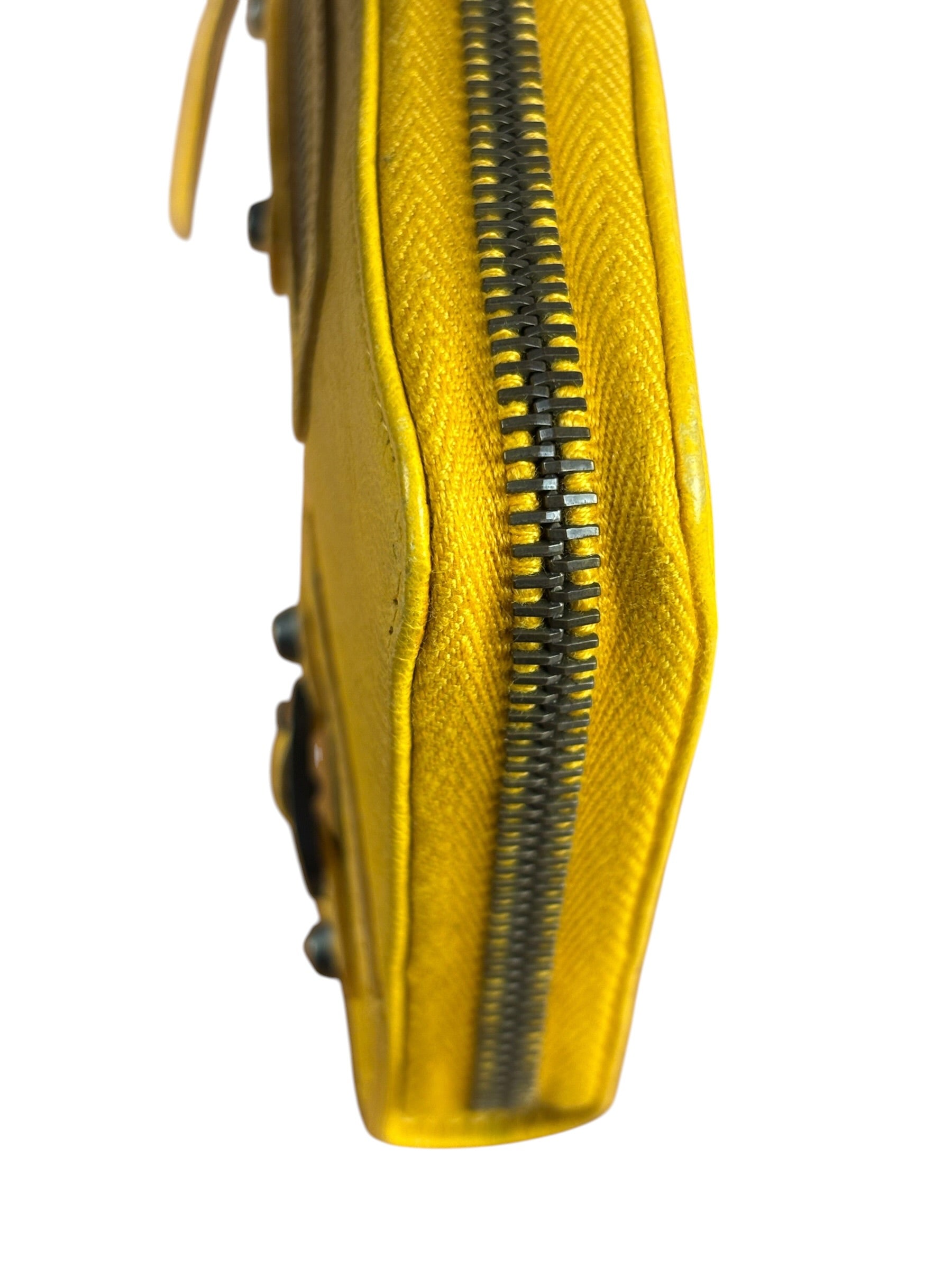 Balenciaga Yellow Leather Moto Zip Wallet