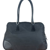 Prada Black Leather Tessuto Nylon Bowler Bag
