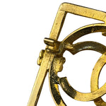 Chanel Vintage Gold-Plated Square CC Logo Brooch