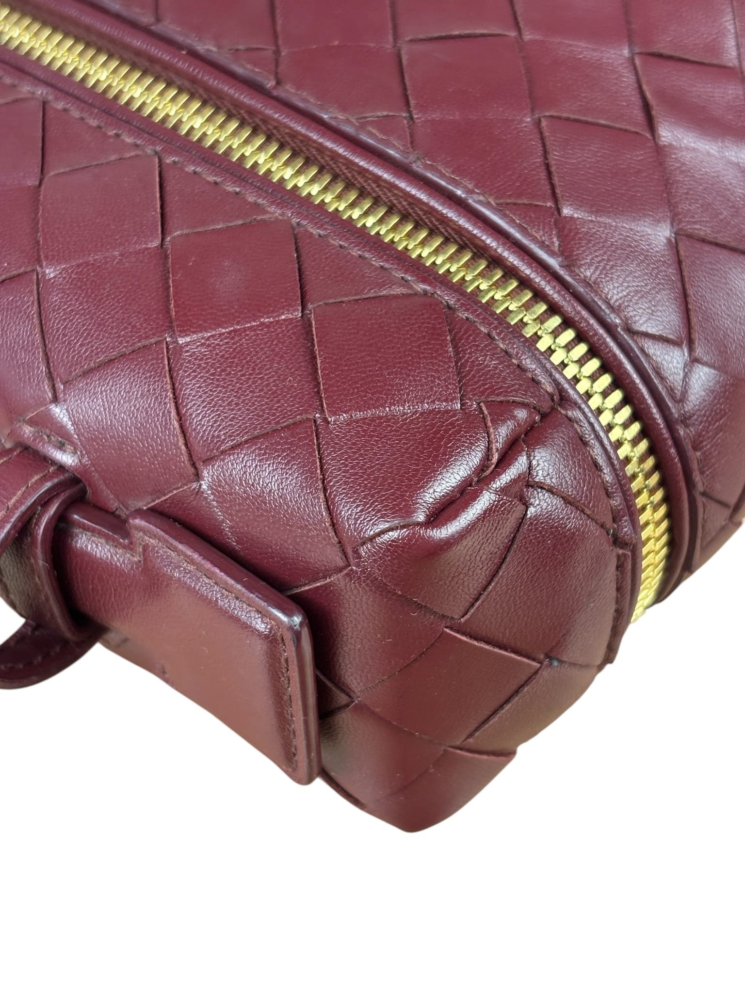 Bottega Veneta Burgundy Leather Intrecciato Bang Bang Vanity Two-Way Bag