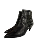 Saint Laurent Black Leather Studded Ankle Boots