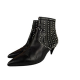Saint Laurent Black Leather Studded Ankle Boots