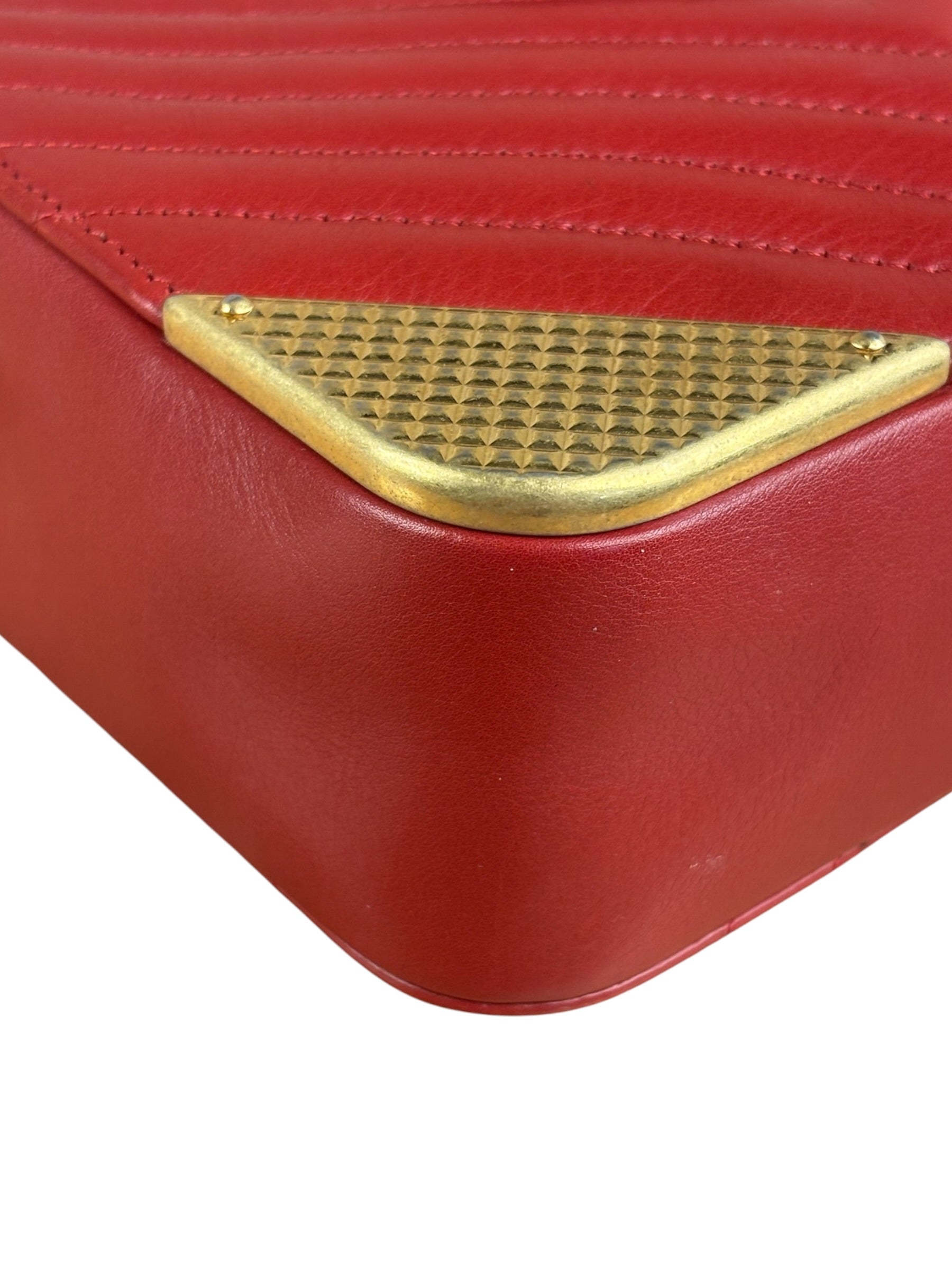 Chanel Red Quilted Leather Rock The Corner Minaudiere Shoulder Bag 2018