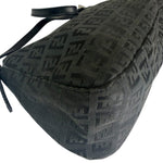 Fendi Black Leather Trim Zucca Baguette