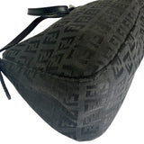 Fendi Black Leather Trim Zucca Baguette