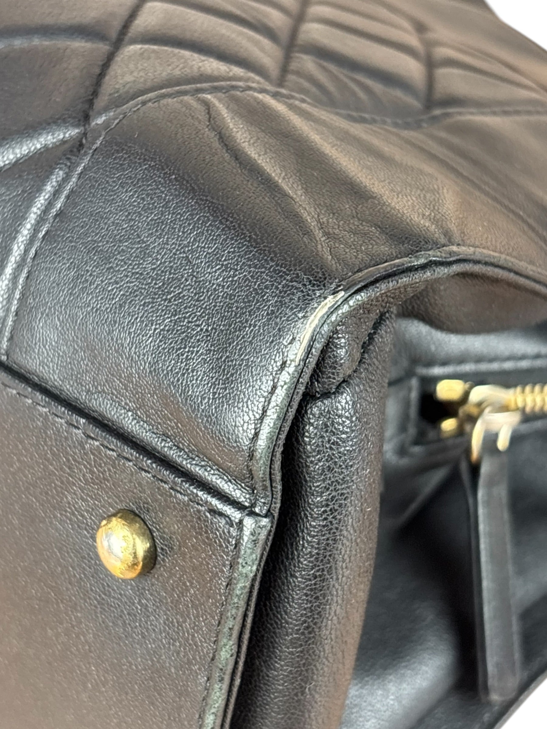 Chanel Vintage Black Quilted Mademoiselle Leather Shoulder Bag