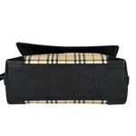 Burberry Black Leather Trim House Check Flap Crossbody Bag